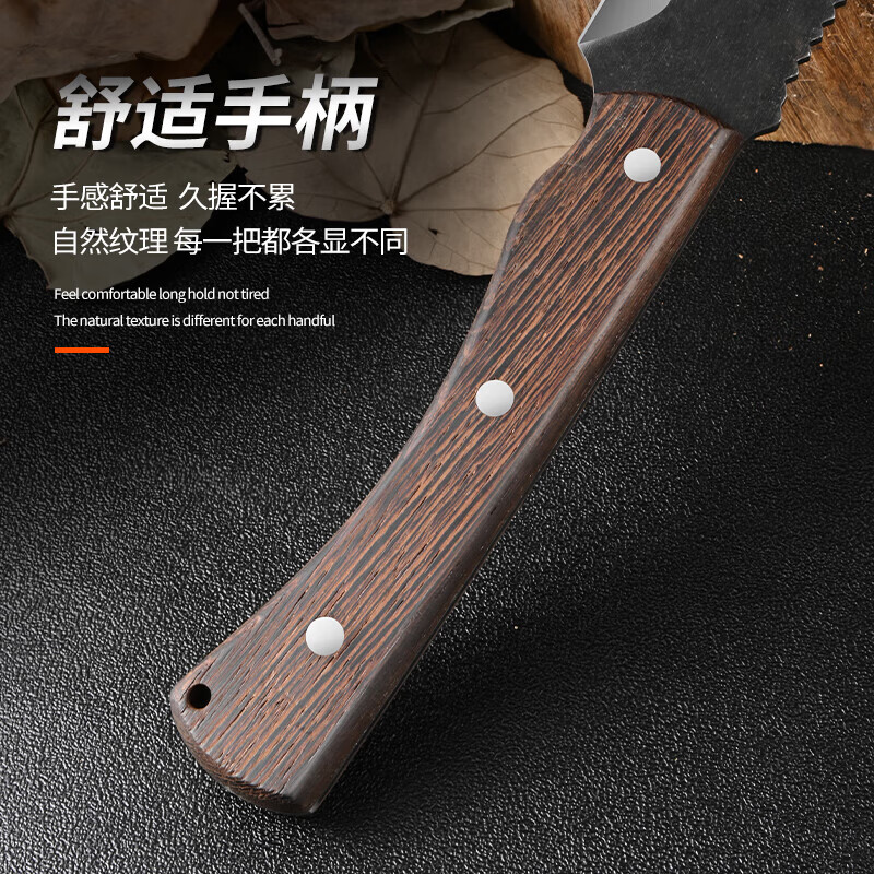 兴刃锻打砍柴刀加厚 不锈钢斩骨刀 鸡翅木刀柄 多功能户外露营刀具 锻打柴刀+皮套