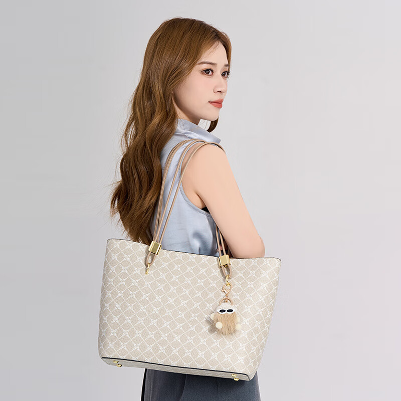 纪诗哲轻奢侈包包女包2025年新款女士托特大包送老婆女友生日礼物 米白灰【旗舰版】 品牌礼盒装