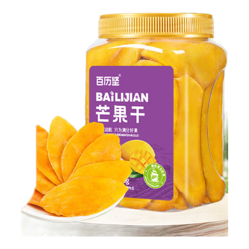 百歷堅(jiān) 芒果干500g/罐 蜜餞果干年貨送禮辦公室追劇休閑食品