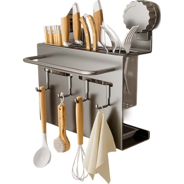 美厨物语厨房吸盘置物架免打孔壁挂架挂钩挂架收纳锅铲沥水架子