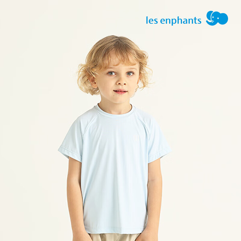 丽婴房（Les enphants）儿童短袖T恤男女童防晒短袖T恤男宝宝上衣 冰氧白 100 cm
