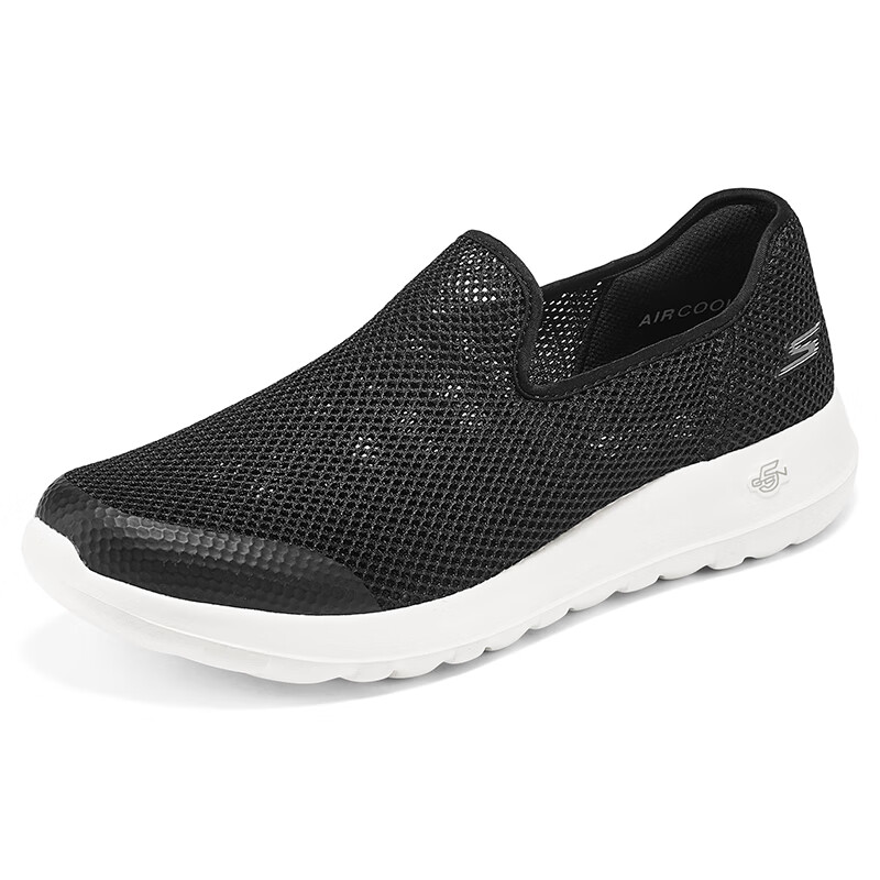 斯凯奇（Skechers）男鞋夏季2025新款一脚蹬穿脱黑色网面透气轻便软底休闲鞋老人鞋 216700-BKW 40