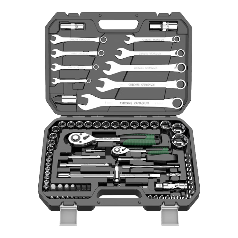 華麥斯汽修工具套裝家用套筒扳手小車(chē)棘輪扳手工具箱專(zhuān)業(yè)級五金汽保工具 戰神工具82件套(升級l加強版）