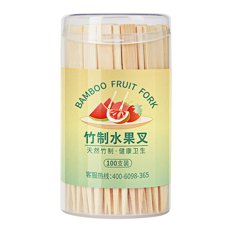 唐宗筷 一次性水果叉100支裝 水果簽 蛋糕甜品叉 點(diǎn)心叉竹制加厚型C6538