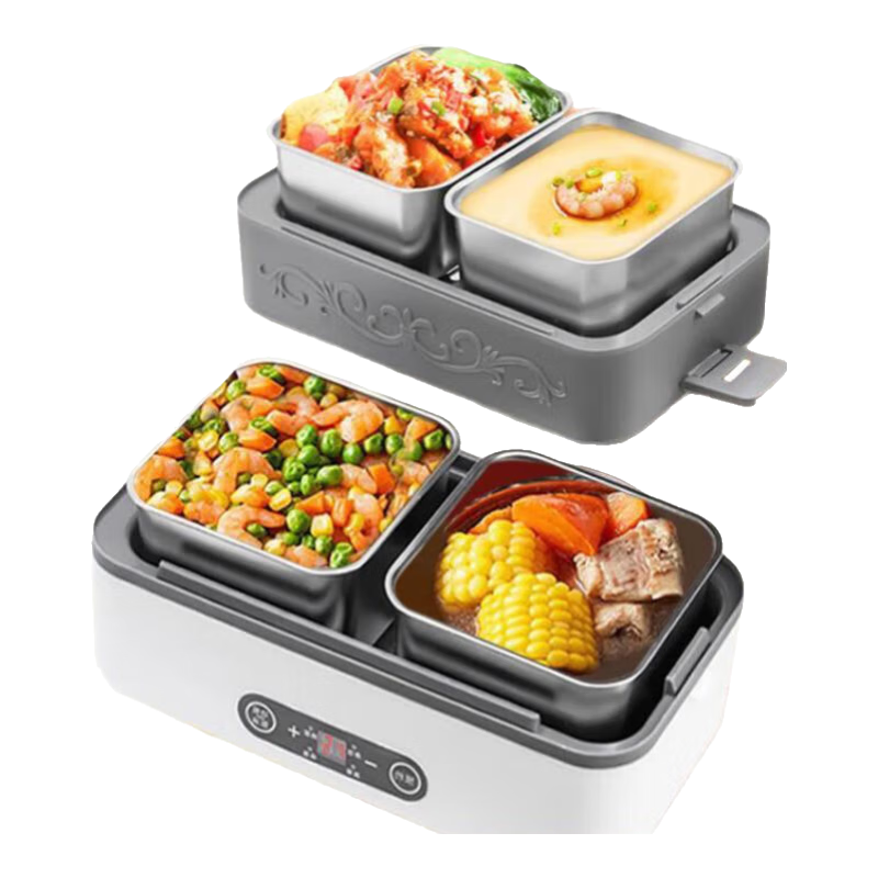 龙鹳电热饭盒 加热饭盒 蒸煮饭盒上班族多功能保温饭盒双层四胆4L大容量便携式蒸煮热学生保温饭盒 2L 智能单层+方形内胆*2+手提包*1