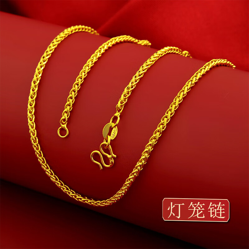 KOSK越南沙l金女款久不易掉色仿真金黃色首飾結(jié)婚用鍍金鎖骨 燈籠鏈