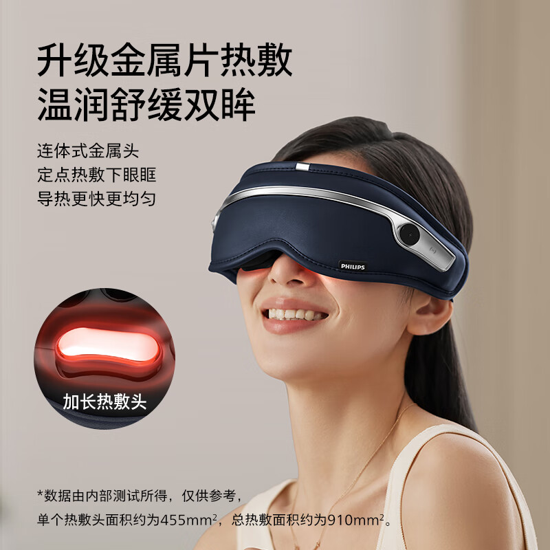 飞利浦眼部按摩仪 点振热敷多功能眼部疲劳按摩器 成人护眼仪 骨传导蓝牙音响 送父母男女朋友伴手礼物 PPM7303E(新款上市)