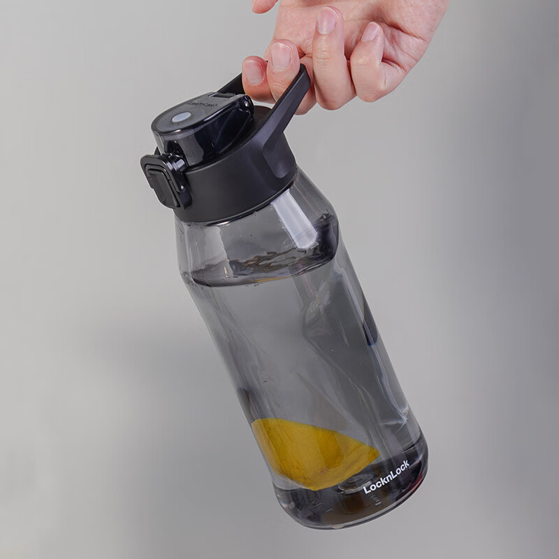 乐扣乐扣（LOCK&LOCK）夏季运动水杯一键式开启杯子带提手大口径便携水杯 黑色 850ml