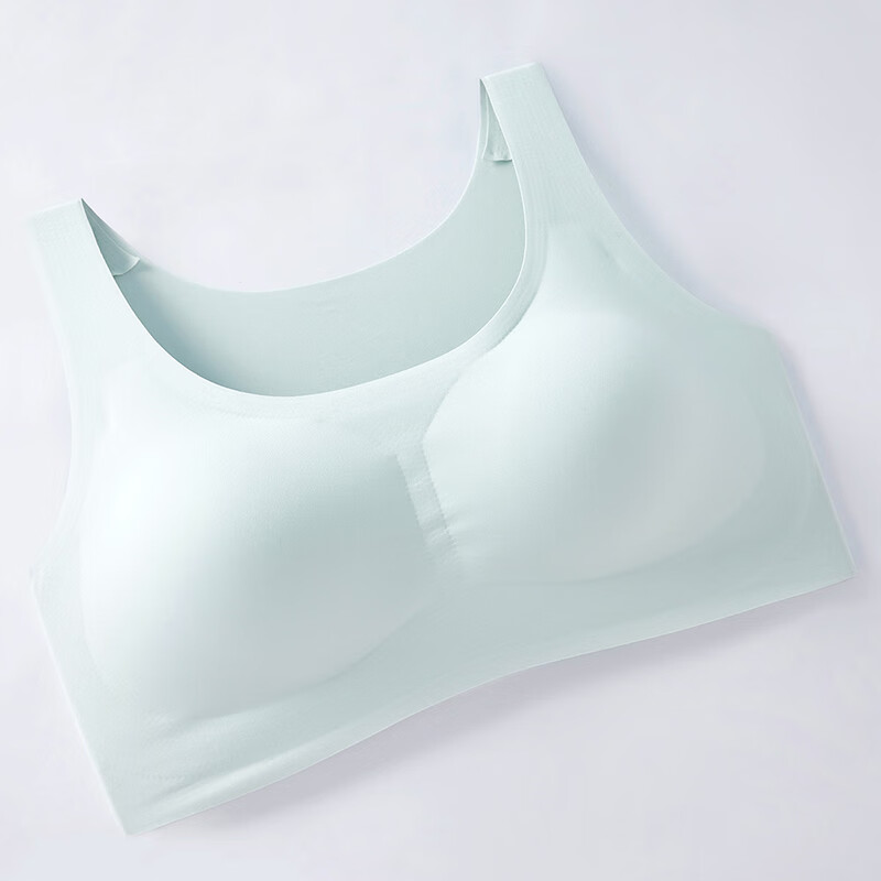 芬腾内衣女【无痕美背】自由无尺码背心式薄款无钢圈文胸罩2件装 水绿/肤色 均码