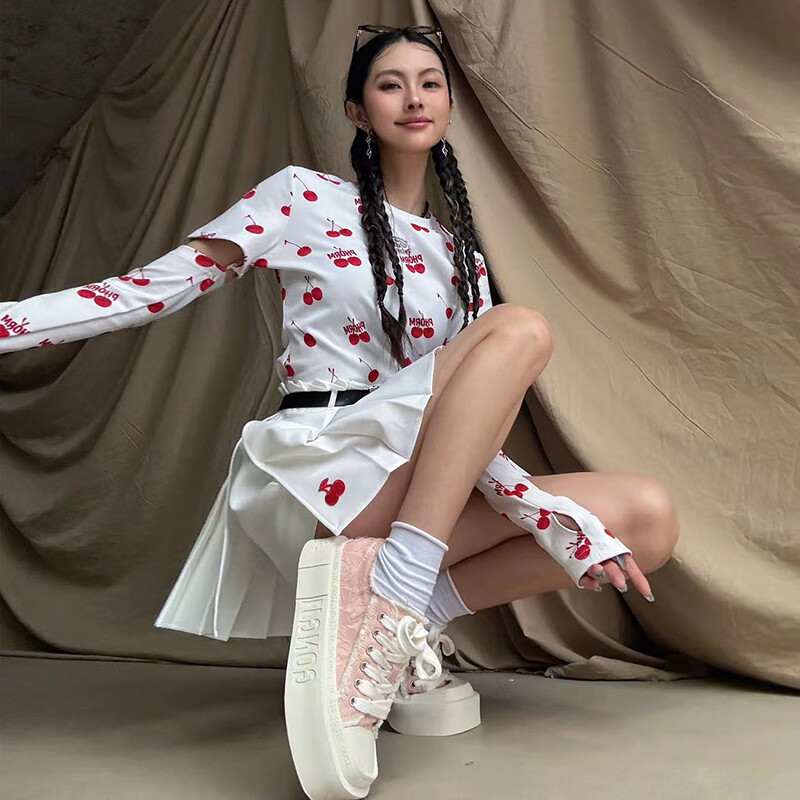 共迹gongji周深同款厚底帆布鞋厚底鞋女鞋秋季2025增高板鞋小白鞋运动休闲鞋 桃夭粉 /偏大一码 40