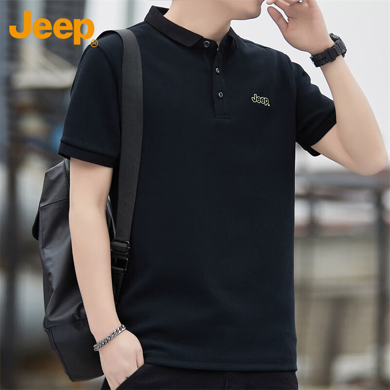 吉普(JEEP)美式高端Jeep凉感短袖t恤男士2025年夏季新薄款潮无痕运动半袖上 999958藏青Jeep【专柜正品】 L 推荐111-120斤