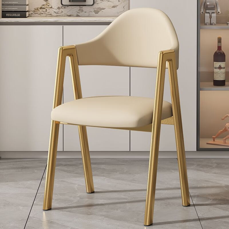 金格羽创意家居北欧轻奢家用休闲靠背简约其他日杂小件 金色腿+米白色纳帕皮 2把