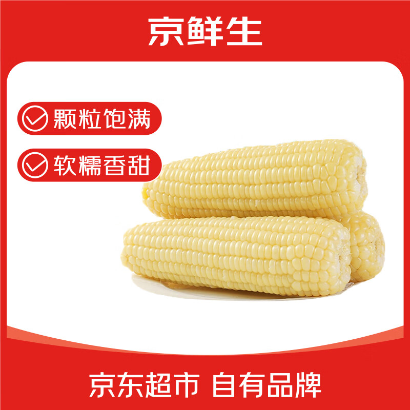 京鲜生 东北白糯玉米230g*8棒 新鲜甜糯玉米棒真空包装粘玉米 源头直发