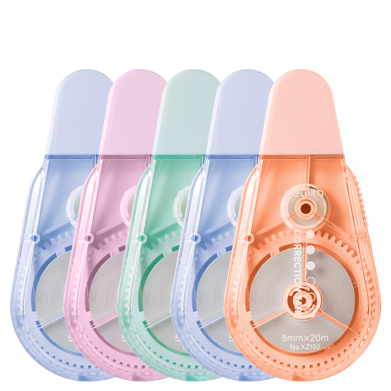 得力马卡龙修正带大容量实惠装小学生多功涂改带顺滑改正带200m透明INS风不断带六一儿童节礼物 【四色不断带】5支装共100米