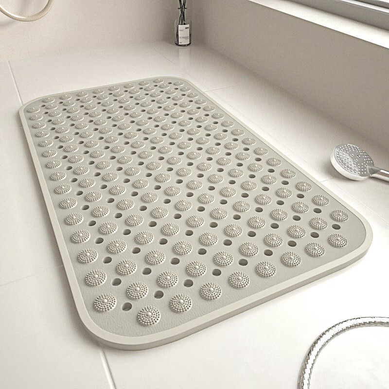 佳洁利环保tpe材质浴室防滑地垫淋浴房洗澡防摔垫浴缸卫生间脚底按摩垫 卡其（按摩） 88cm*58cm 1件数 （大号）环保无味