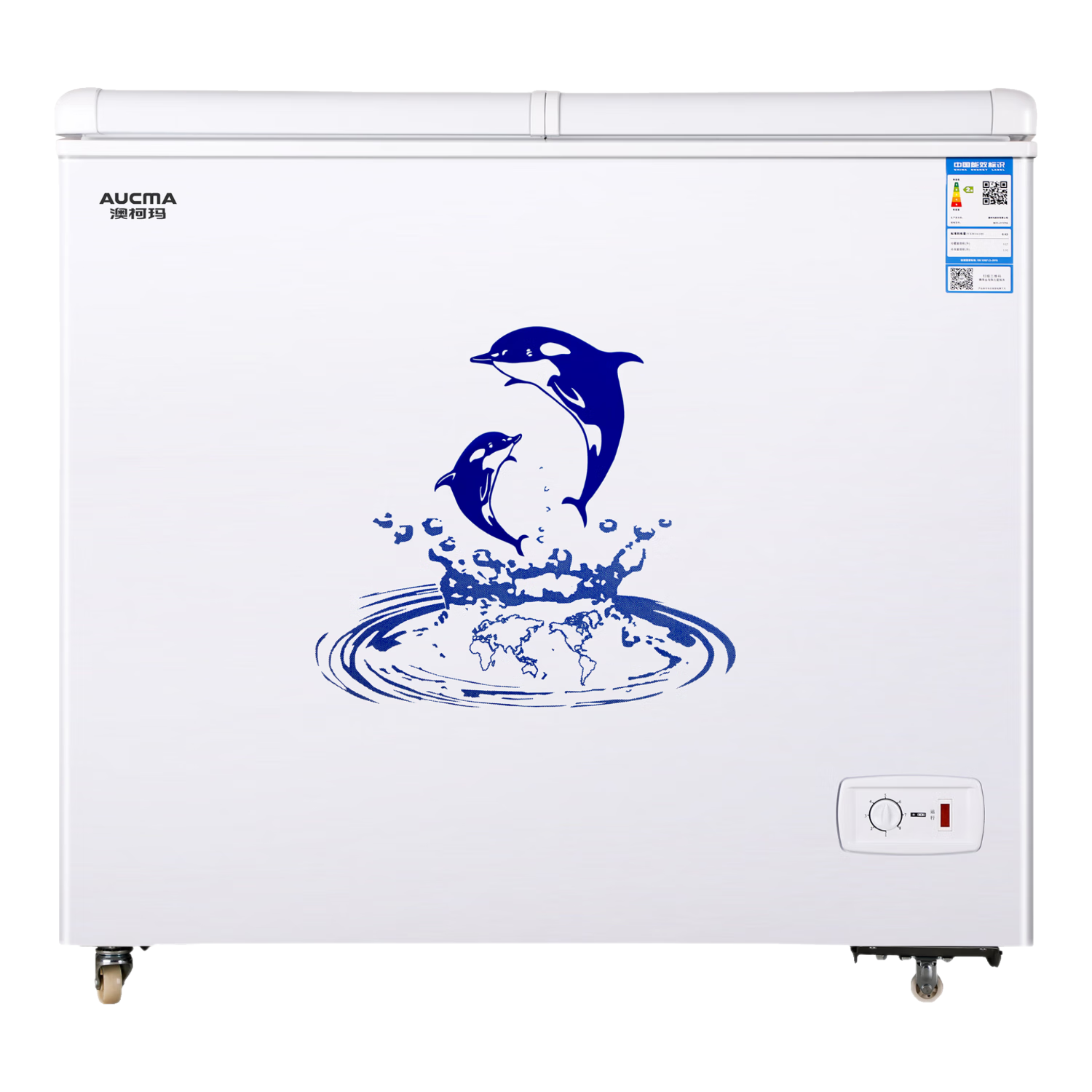 澳柯玛（AUCMA）217升双温展示柜家用囤货冰柜 大容量冷柜 蝶形推拉玻璃双门冷藏冷冻卧式冰箱BCD-217CFA 乳白色 217L