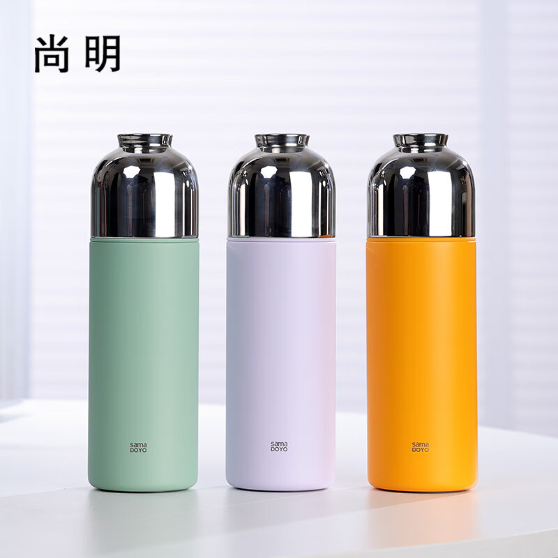 尚明保温杯焖茶杯不锈钢茶水分离杯泡茶杯户外随行杯保冷水杯节日礼物 焖茶杯黄色400ml