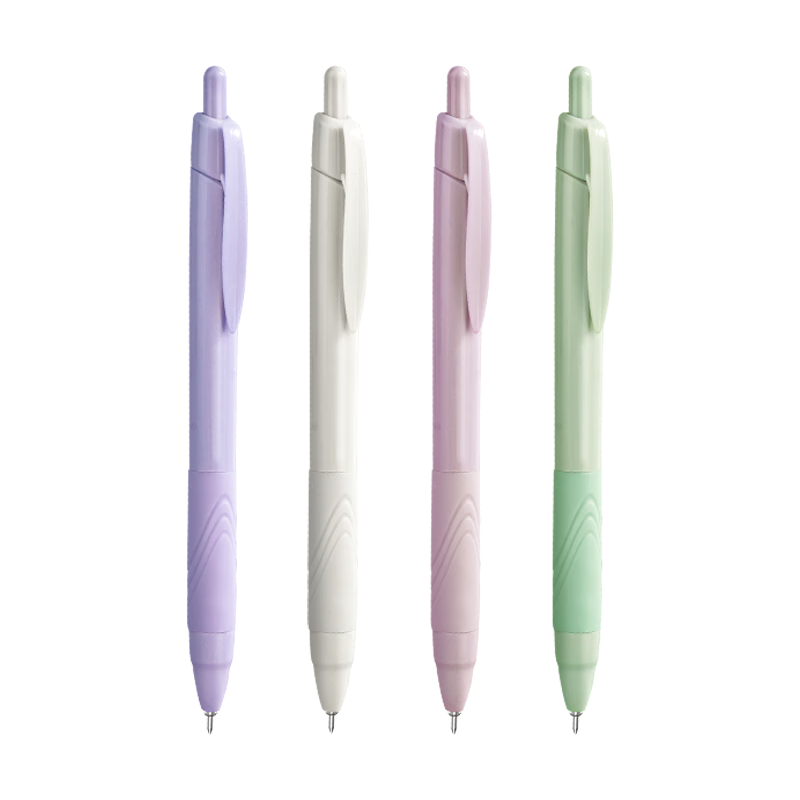 白雪（snowhite）按動速干中性筆學生考試用文具0.5mm多色筆桿黑可換筆芯簽字筆 G-109B 黑色4支