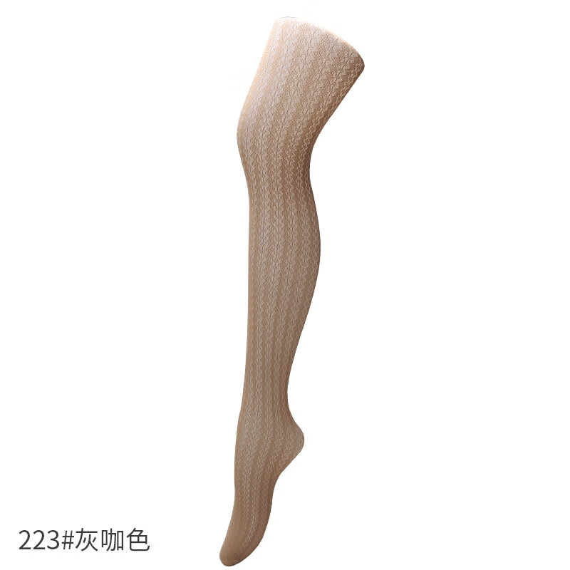 厚木日本花襪豎條菱格紋女士連褲襪性感絲襪FP157701 223灰咖色 S L(臀圍80-98 身高145-165)