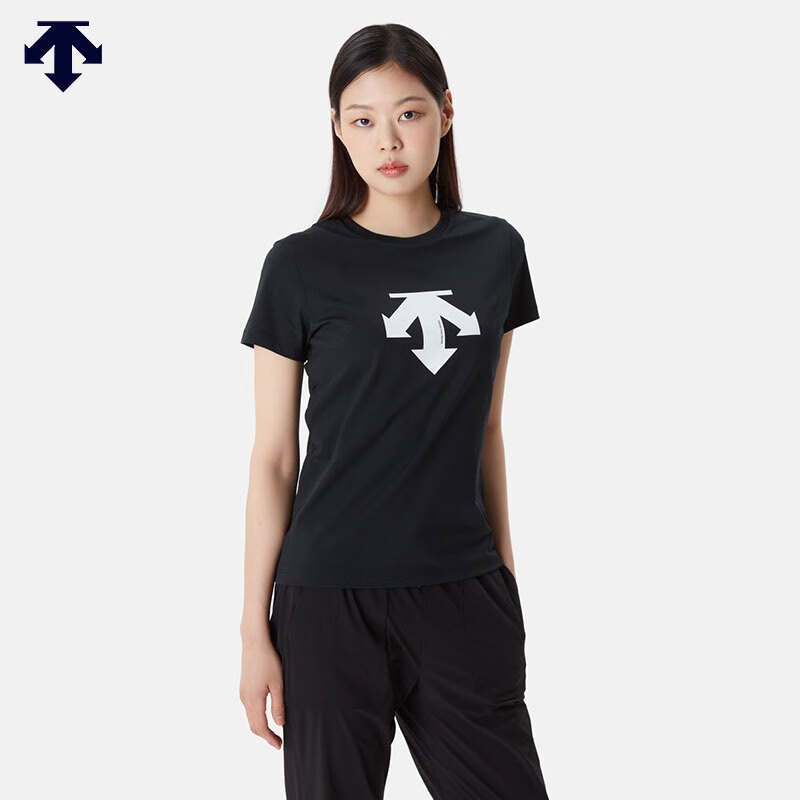 迪桑特（DESCENTE）[TOUGH] SPIRIT短袖T恤夏季吸汗透气运动上衣 黑色  L (92) 