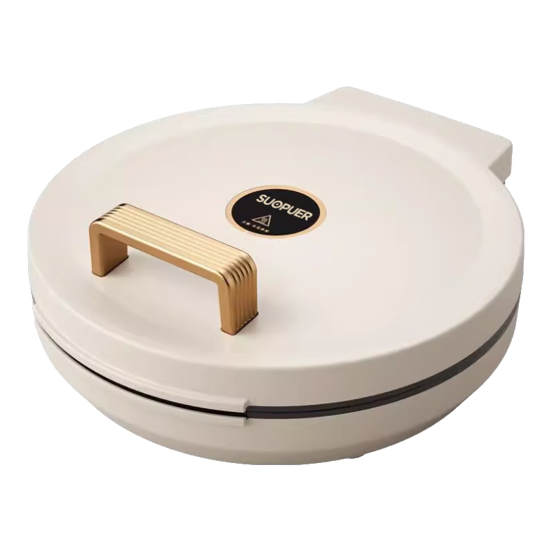 SUOPUER苏泊电饼铛家庭用大功率2025新款多功能煎锅智能档双面加热大烤盘180°开合设计上煎下烤一体机 【40CM米白款】双面煎烤+木铲