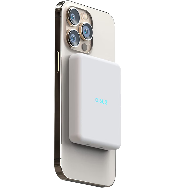 OISLE超薄小巧便携背夹Magsafe充电宝适用iPhone15外置电池14ProMax磁吸无线充电苹果13mini移动电源 MP280白色8000毫安 iphone 14/13/12全系通用