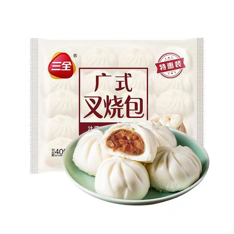 三全廣式叉燒包港式早餐包子冷凍半成品蒸煮小籠包速食廣式早點(diǎn) 【國民品牌 破損包賠】 廣式叉燒包400g*5袋【餐飲批發(fā)】