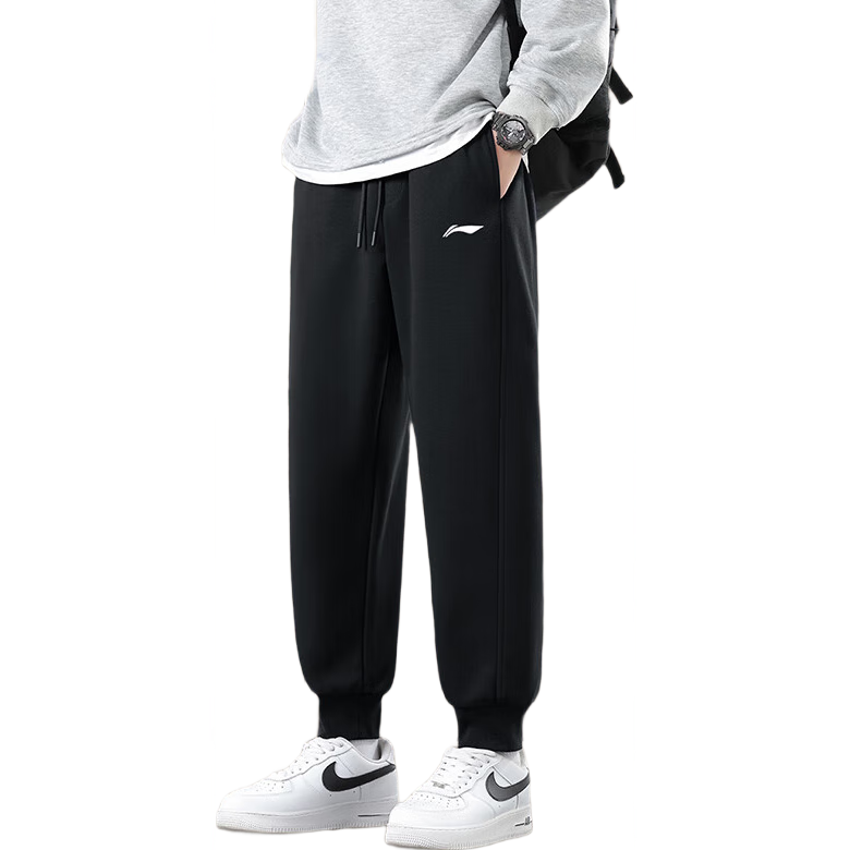 李宁（LI-NING）运动裤男士卫裤透气薄款训练健身跑步宽松休闲裤针织束脚长裤子男