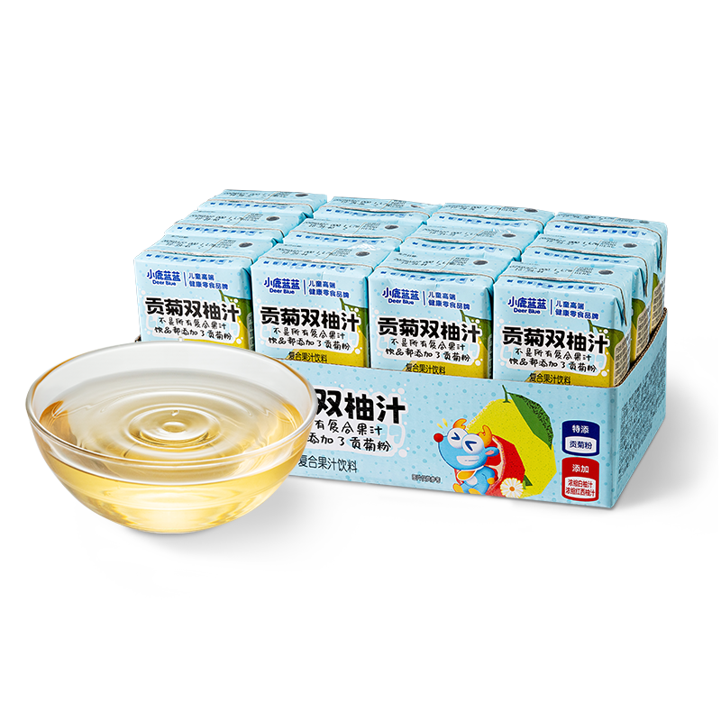 小鹿蓝蓝贡菊双柚汁125ml*12盒100%原果汁含量儿童果汁柚子汁饮料