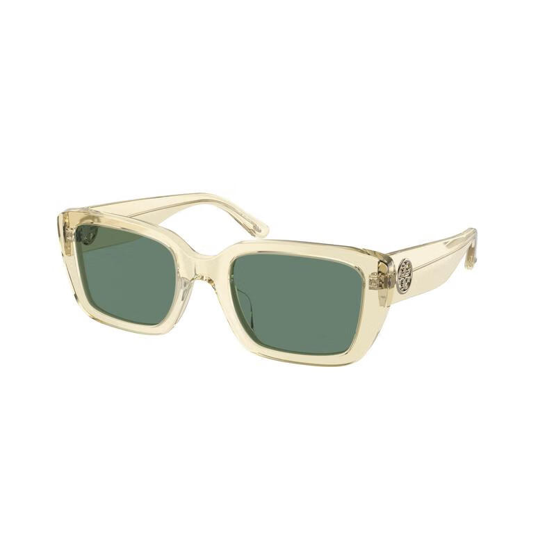 湯麗柏琦（Tory Burch）女款全框矩形太陽(yáng)鏡 透明黃色時(shí)尚潮流眼鏡 194582 Transparent Yellow 51-21-140