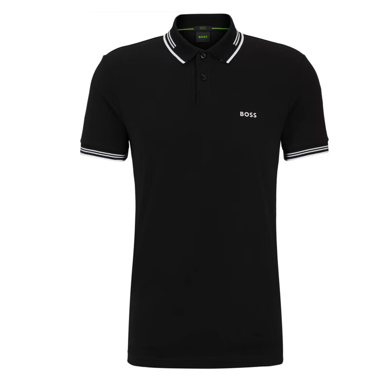 BOSS男士商务休闲短袖POLO衫50506193 001黑色 XL