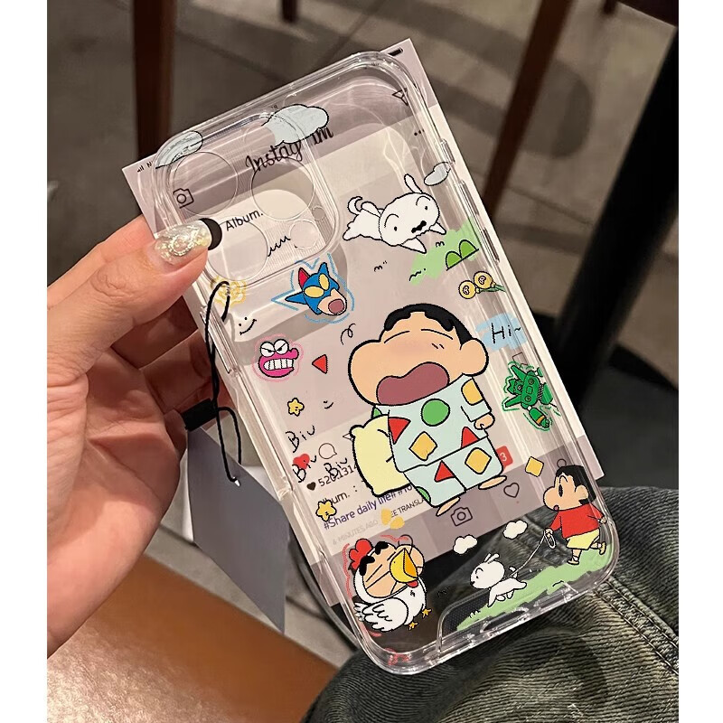 步英遛狗小新适用苹果16promax手机壳iphone15新款mate60透明14红米note13防摔k70小米华为pura70软壳 【睡衣遛狗小新】太空壳 其他型号请备注