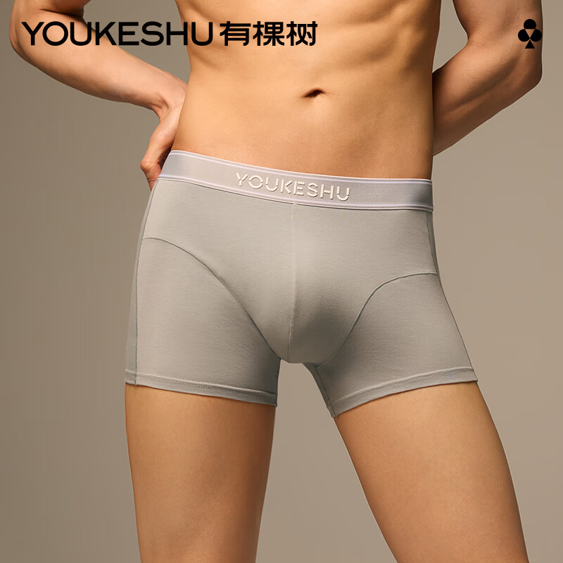 有棵树【4条起购】男士内裤男抗菌棉裆透气四角裤男生宽松短裤青少年 深灰 1条 XL