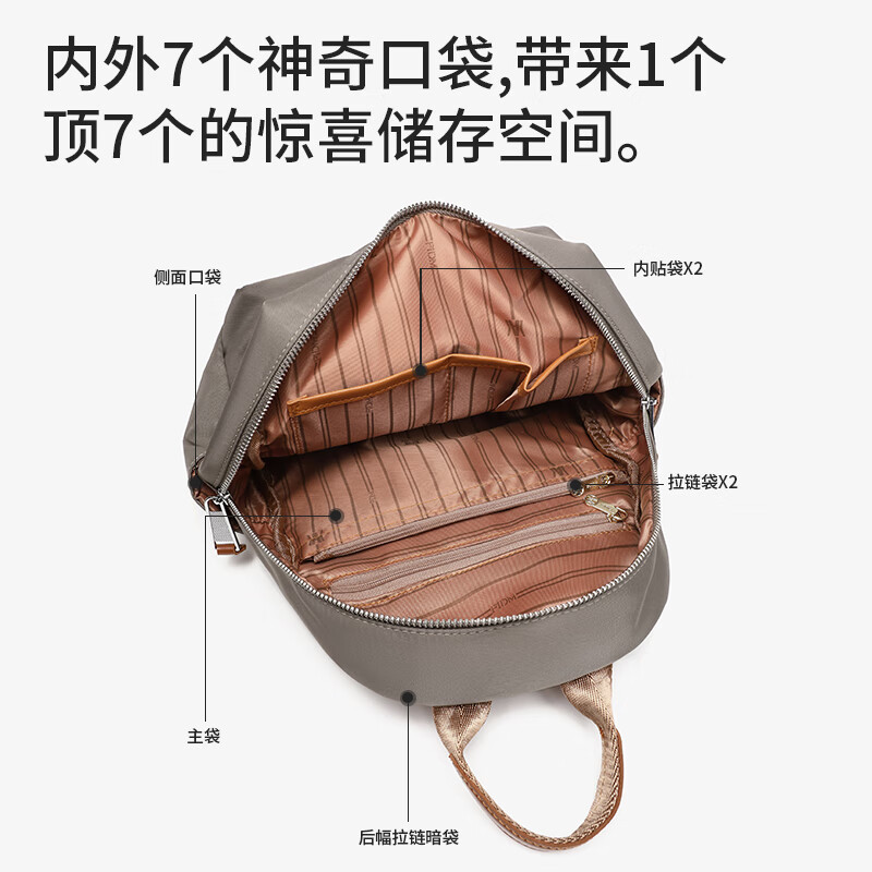 布布猴包包双肩包女2025新款防泼水牛津布背包轻便旅行夏季书包女包包 小号-黑色