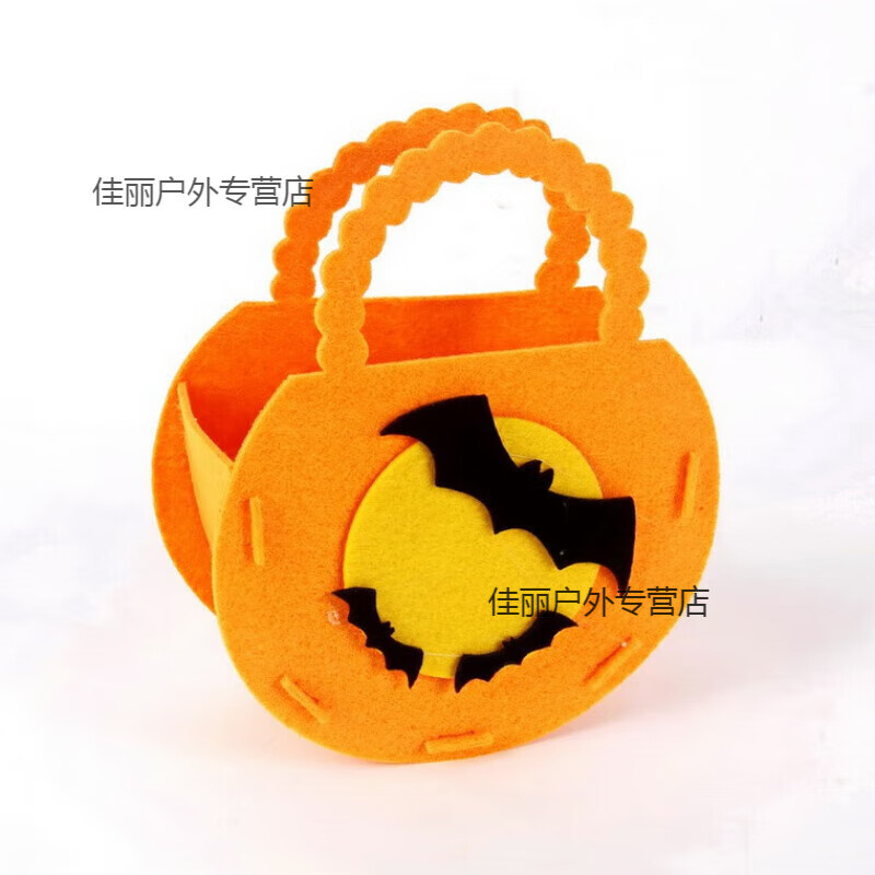 梓嘉福萬圣節(jié)手提袋無紡布袋子鬼節(jié)兒童禮物糖果袋萬圣節(jié)道具單肩包 桔色(蝙蝠立體袋)