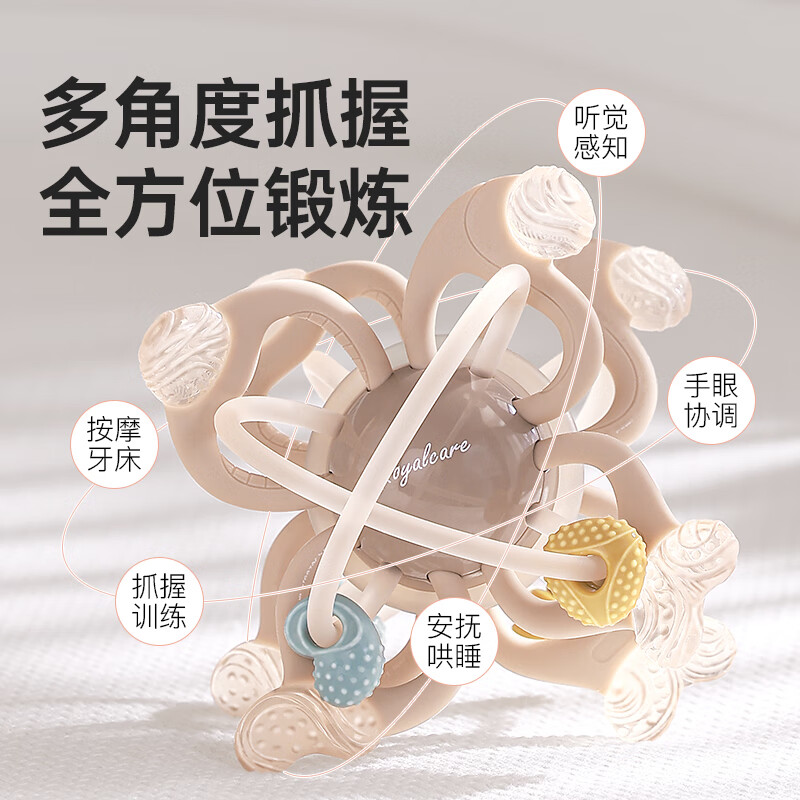 优代(Royalcare)曼哈顿牙胶球婴儿0-3-6个月磨牙手抓球宝宝可啃咬食品级硅胶玩具 M36-曼哈顿球