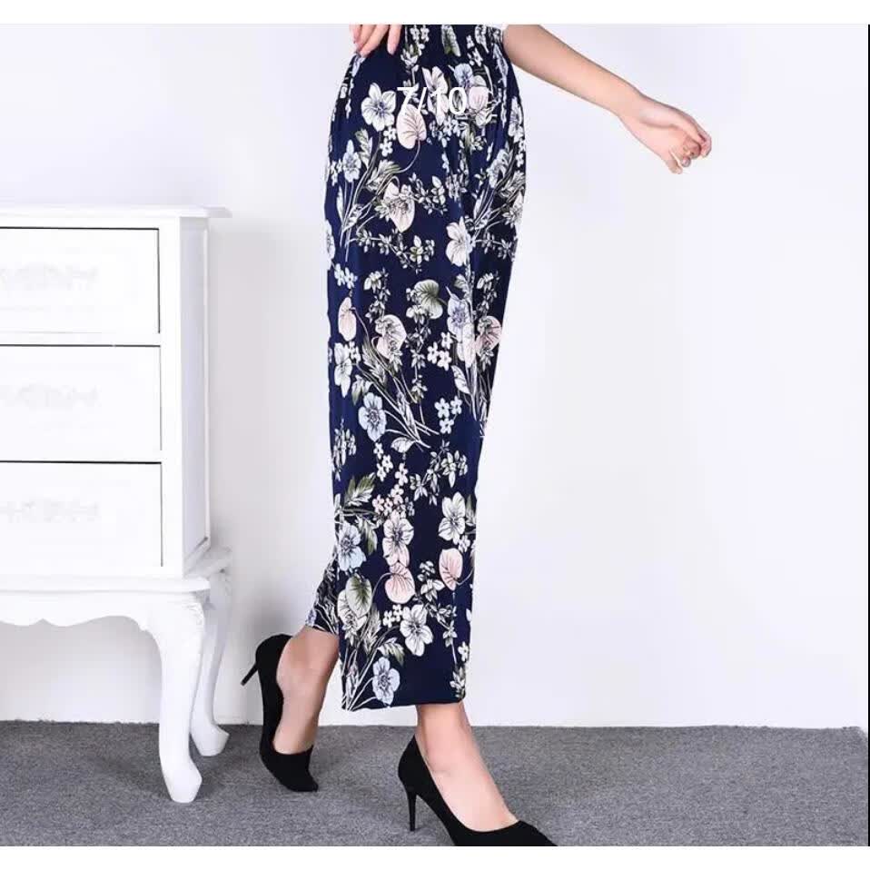 望湘人防蚊裤夏季新款中老年冰丝女裤大码宽松松紧腰直筒妈妈裤防蚊