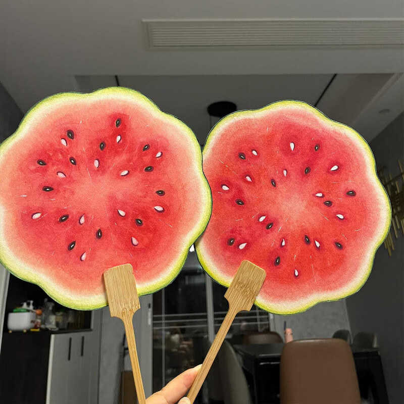 SMVP小紅書舞蹈扇手繪風(fēng)西瓜團扇夏日清涼甜甜扇子送閨蜜禮物暖場道具 夏日甜甜西瓜扇【1把】