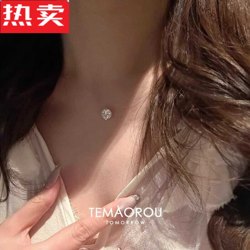 SNQP港澳輕奢高端品質(zhì)巨隱形魚(yú)線(xiàn)925銀水滴吊墜項鏈女款輕奢小眾感鎖 8mm閃鉆魚(yú)線(xiàn)項鏈