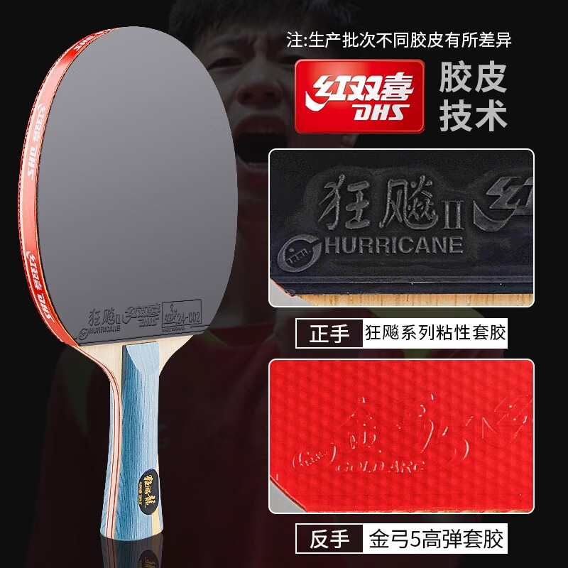 红双喜（DHS）红双喜专业级狂飚PRO乒乓球拍单拍高级狂飚王龙底板直横拍兵乓拍 9星 横拍 狂飚PRO-横拍1支