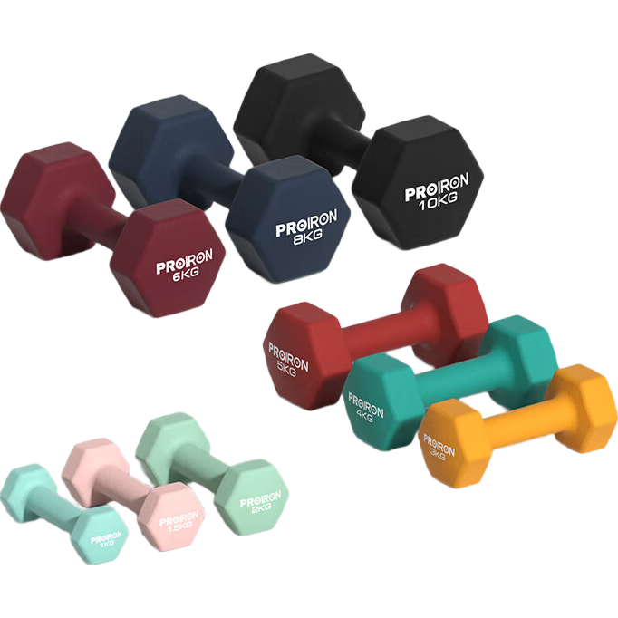 PROIRON普力艾 啞鈴環(huán)保浸塑男女士家用健身器材六角純鐵啞鈴 3KG一對裝	
