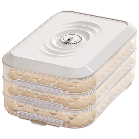 佳帮手饺子盒冰箱收纳盒食品级保鲜水饺馄饨冷冻存放分装盒专用托盘-3层