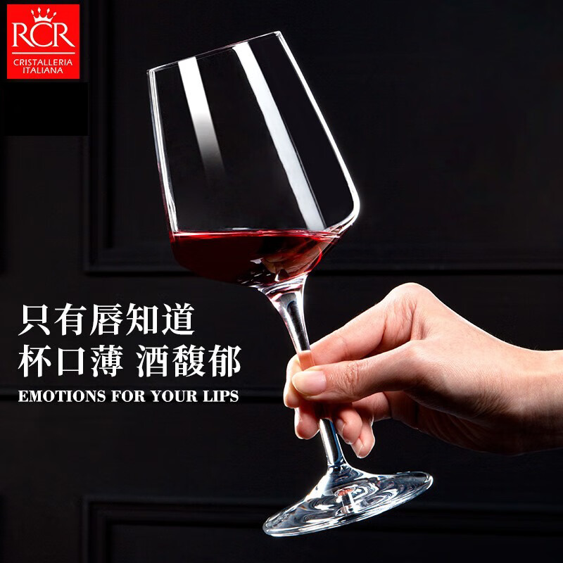 RCR意大利进口水晶红酒杯套装家用轻奢高级感葡萄酒高脚杯乔迁礼物 斜口醒酒器+高脚杯 463ml 6只