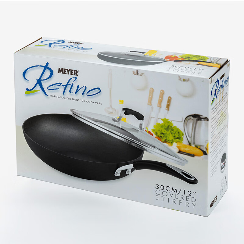 美亚（MEYER） 炒锅不粘炒菜耐腐蚀易清洗 耐磨不粘 煎炒烹炸 家用无油烟平底 炒锅+盖（洗碗机可用） 30cm