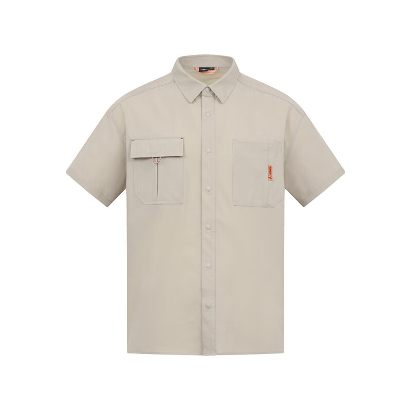 探路者（TOREAD）【新品】春夏季新款工装风短袖衬衫户外徒步宽松速干衬衣休闲外套 深卡其 L