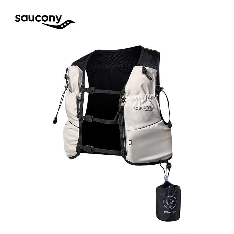 Saucony索康尼男女同款户外运动马拉松跑步训练透气健身薄马甲 浅卡其色KH001 S
