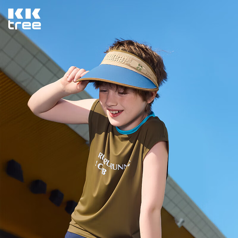 Kocotreekk树儿童帽子防紫外线轻盈防晒帽男女童运动空顶帽 惊涛蓝 M