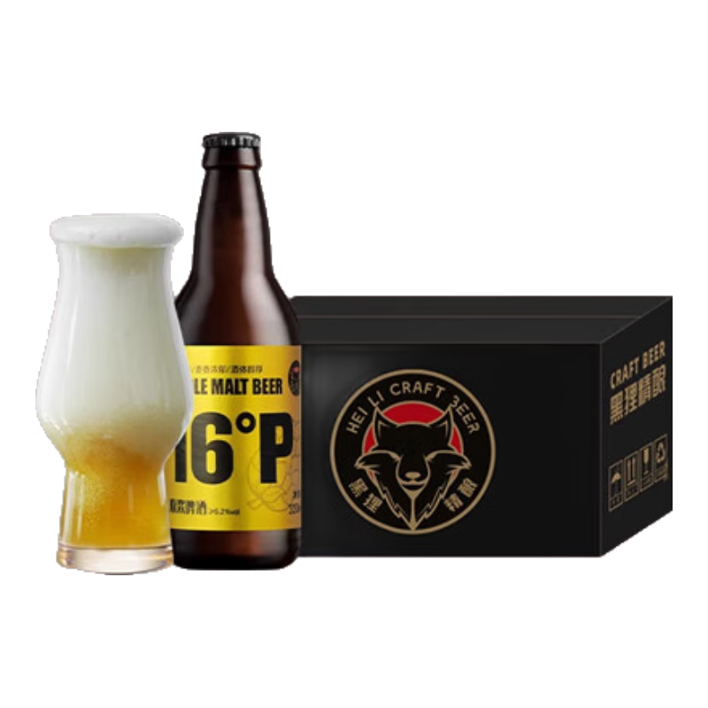 黑狸精酿啤酒全麦黄啤/小麦白啤/IPA/巧克力世涛黑啤酒高端原浆啤酒 【16P卡斯卡特原浆】12瓶