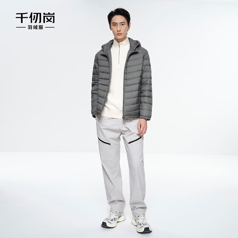 千仞岗春秋季羽绒服男士短款立领卸帽休闲运动保暖夹克简约上衣轻薄外套 火山灰 XL (175) 京东折扣/优惠券