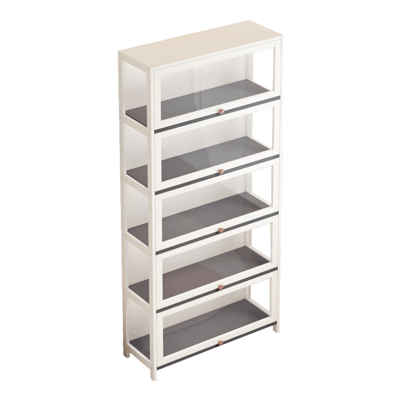 竹中生智簡易客廳組合書柜學生落地多層書架子防塵靠墻矮立柜展示陳列儲物 白色 1層60